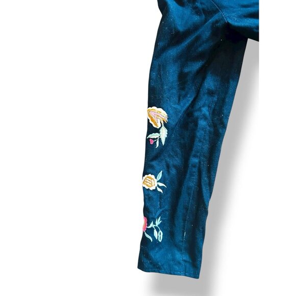 Soft Surroundings Tie Front Blazer Jacket Size Med Floral Black Pink Embroidered - Picture 13 of 14